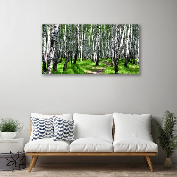 Tablou pe panza canvas Copaci Iarbă Natura Negru Alb Verde