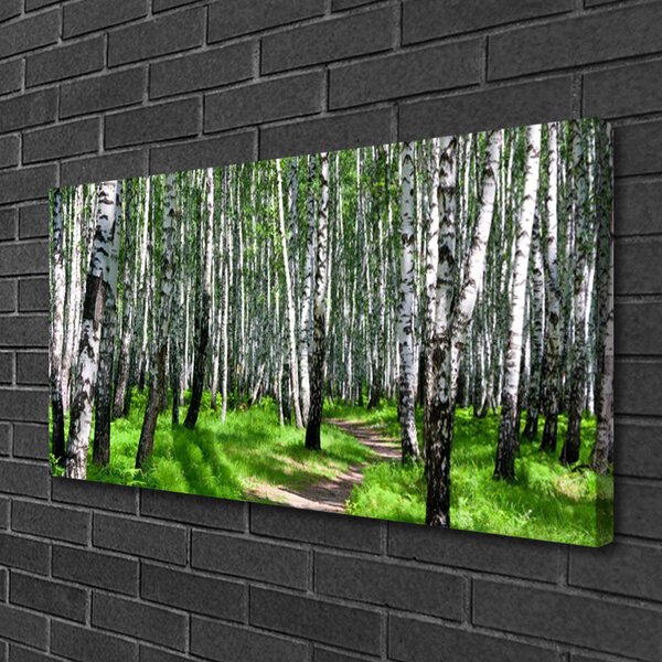 Tablou pe panza canvas Copaci Iarbă Natura Negru Alb Verde