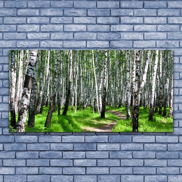 Tablou pe panza canvas Copaci Iarbă Natura Negru Alb Verde