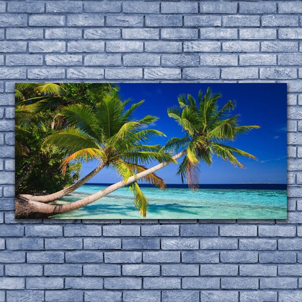 Tablou pe panza canvas Palm Tree Sea Peisaj Verde Albastru Maro