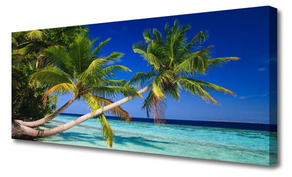 Tablou pe panza canvas Palm Tree Sea Peisaj Verde Albastru Maro