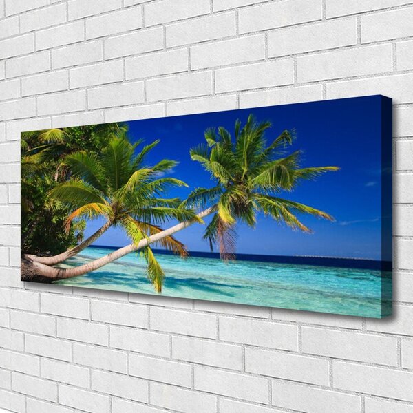 Tablou pe panza canvas Palm Tree Sea Peisaj Verde Albastru Maro
