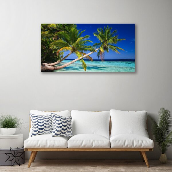 Tablou pe panza canvas Palm Tree Sea Peisaj Verde Albastru Maro