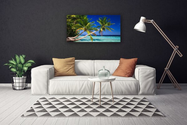 Tablou pe panza canvas Palm Tree Sea Peisaj Verde Albastru Maro