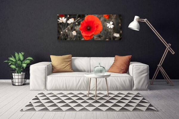 Tablou pe panza canvas Florale flori Roșu Gri