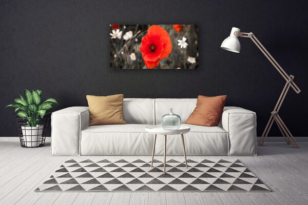 Tablou pe panza canvas Florale flori Roșu Gri