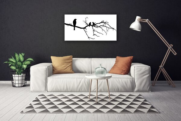Tablou pe panza canvas Păsări Branch Art Negru