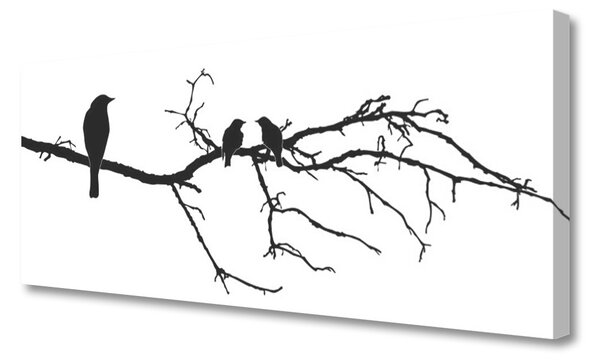 Tablou pe panza canvas Păsări Branch Art Negru
