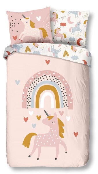 Lenjerie de pat din bumbac pentru copii Good Morning Unicorn, 140 x 220 cm