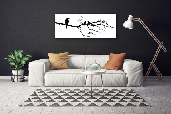Tablou pe panza canvas Păsări Branch Art Negru