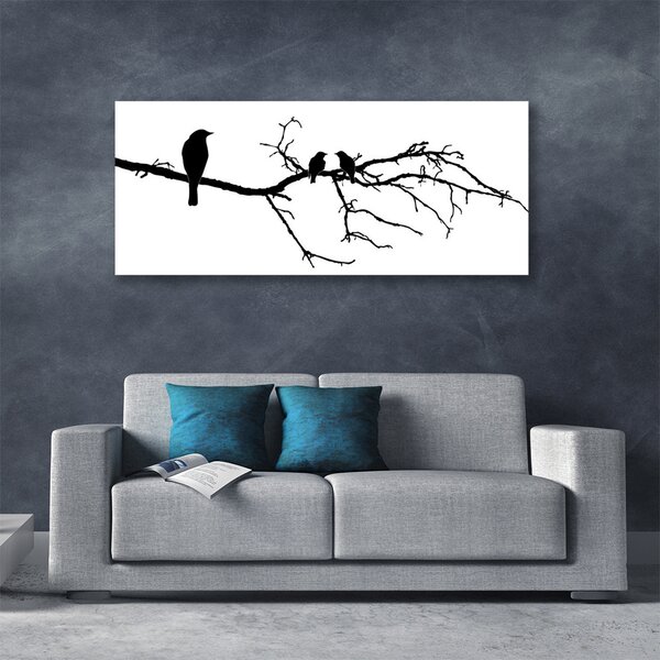 Tablou pe panza canvas Păsări Branch Art Negru