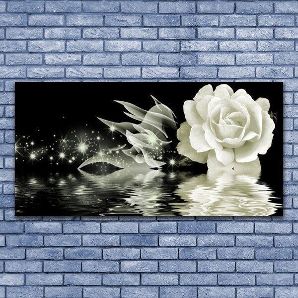 Tablou pe panza canvas Rose Floral Alb Negru
