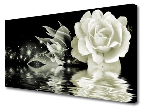 Tablou pe panza canvas Rose Floral Alb Negru
