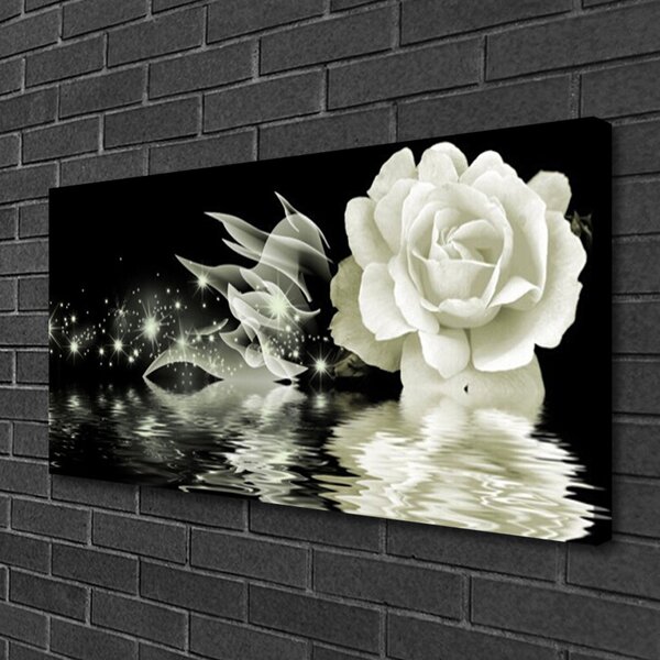 Tablou pe panza canvas Rose Floral Alb Negru