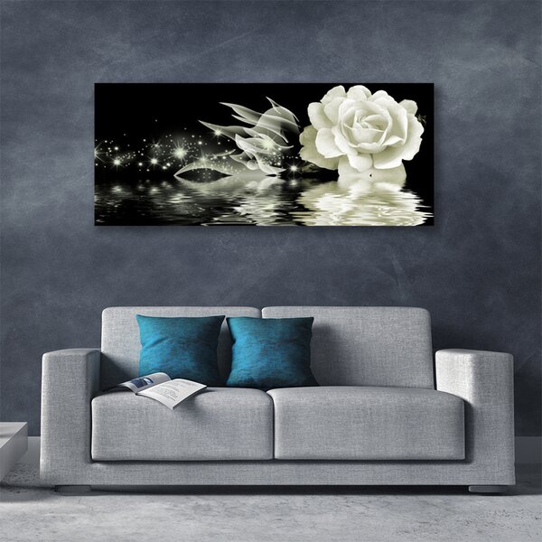 Tablou pe panza canvas Rose Floral Alb Negru