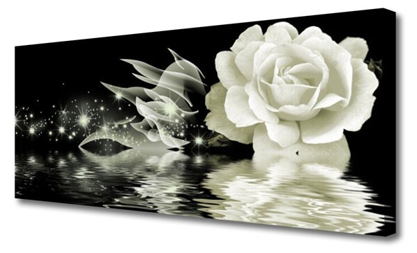 Tablou pe panza canvas Rose Floral Alb Negru