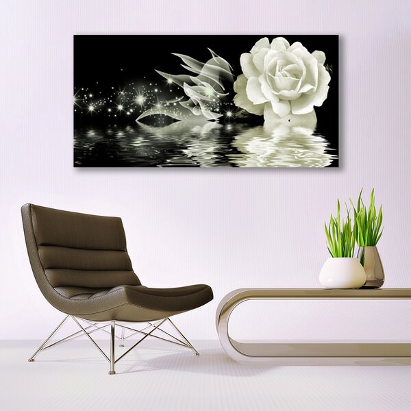 Tablou pe panza canvas Rose Floral Alb Negru