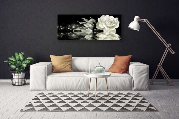 Tablou pe panza canvas Rose Floral Alb Negru