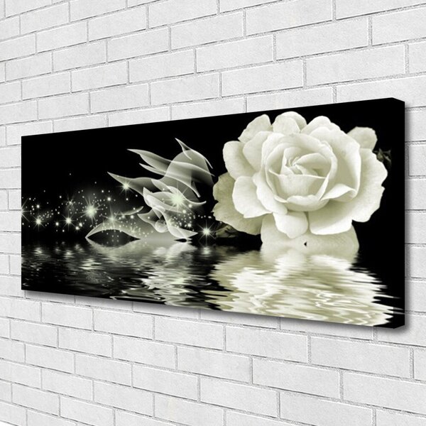 Tablou pe panza canvas Rose Floral Alb Negru