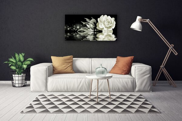 Tablou pe panza canvas Rose Floral Alb Negru
