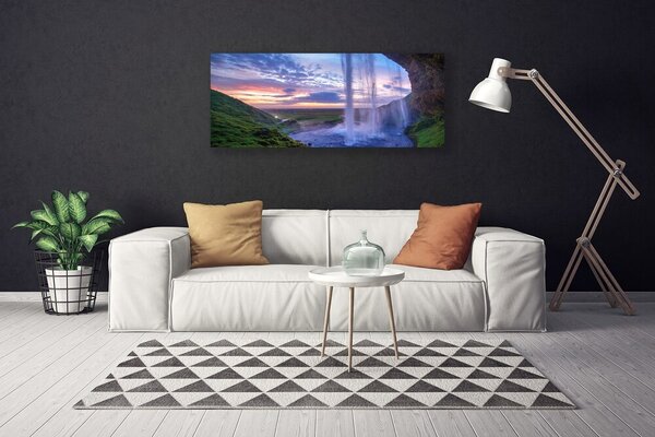 Tablou pe panza canvas Cascada Peisaj Purple Verde