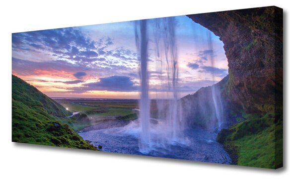 Tablou pe panza canvas Cascada Peisaj Purple Verde
