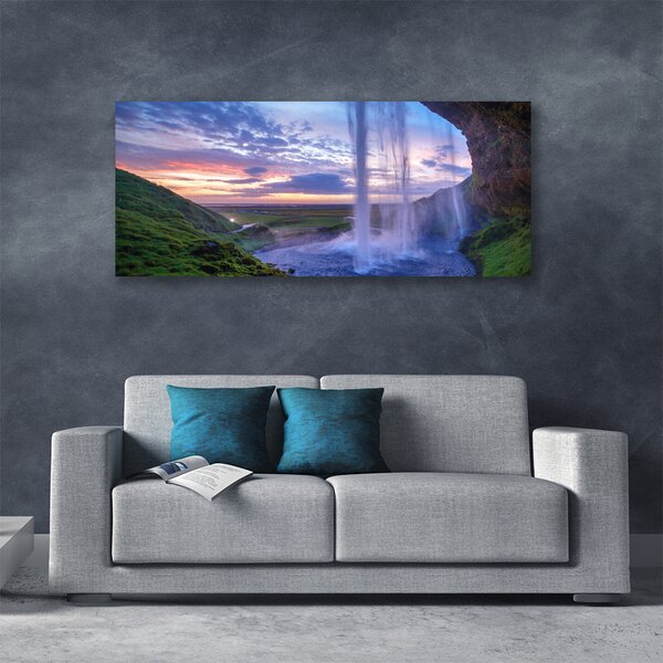 Tablou pe panza canvas Cascada Peisaj Purple Verde
