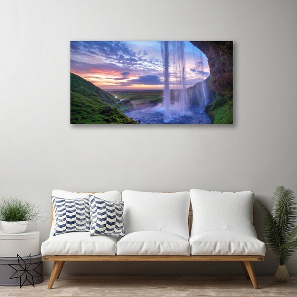 Tablou pe panza canvas Cascada Peisaj Purple Verde