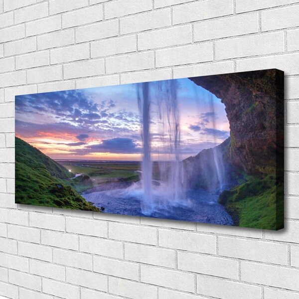 Tablou pe panza canvas Cascada Peisaj Purple Verde