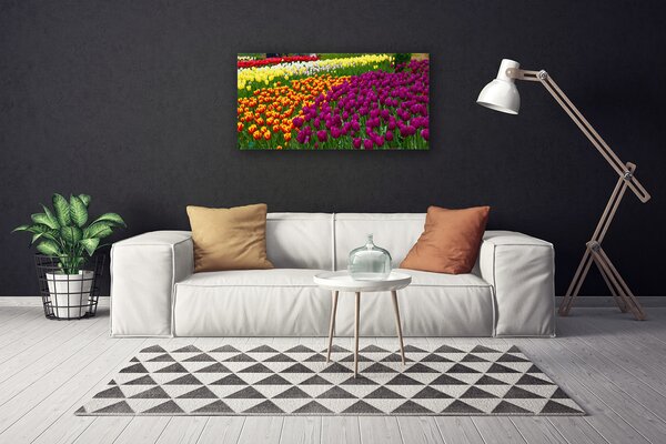 Tablou pe panza canvas Lalele Floral Galben Roșu Verde Alb