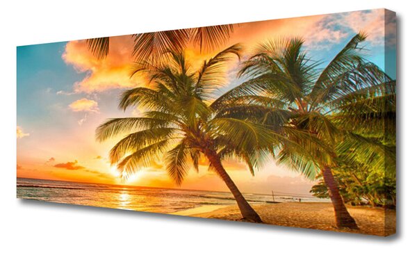 Tablou pe panza canvas Palm Tree Sea Peisaj Verde Maro Albastru