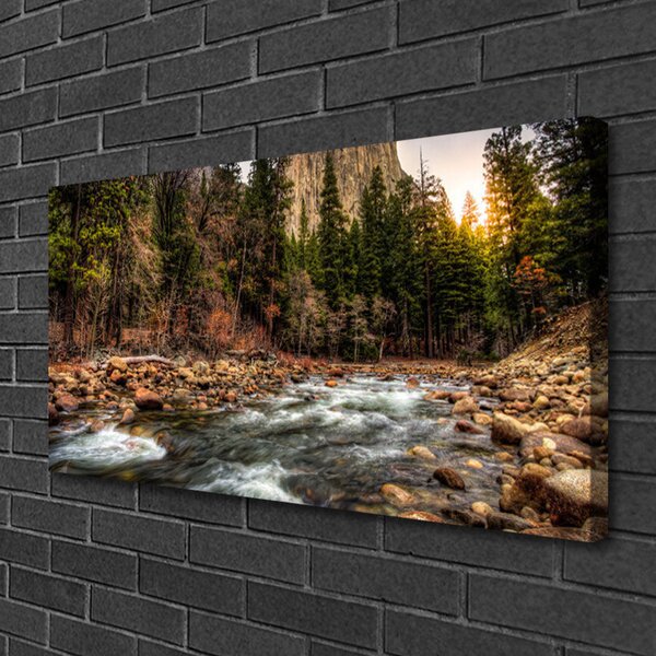 Tablou pe panza canvas Forest Lake Natura Verde Maro Albastru