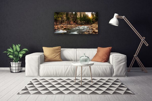 Tablou pe panza canvas Forest Lake Natura Verde Maro Albastru