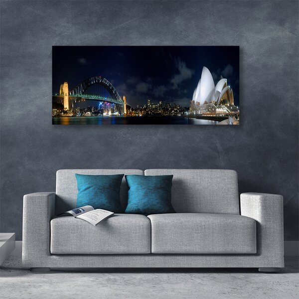 Tablou pe panza canvas Sydney Bridge City Arhitectură Alb Albastru Negru