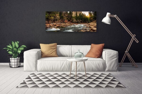 Tablou pe panza canvas Forest Lake Natura Verde Maro Albastru
