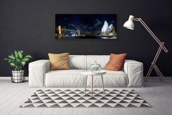 Tablou pe panza canvas Sydney Bridge City Arhitectură Alb Albastru Negru