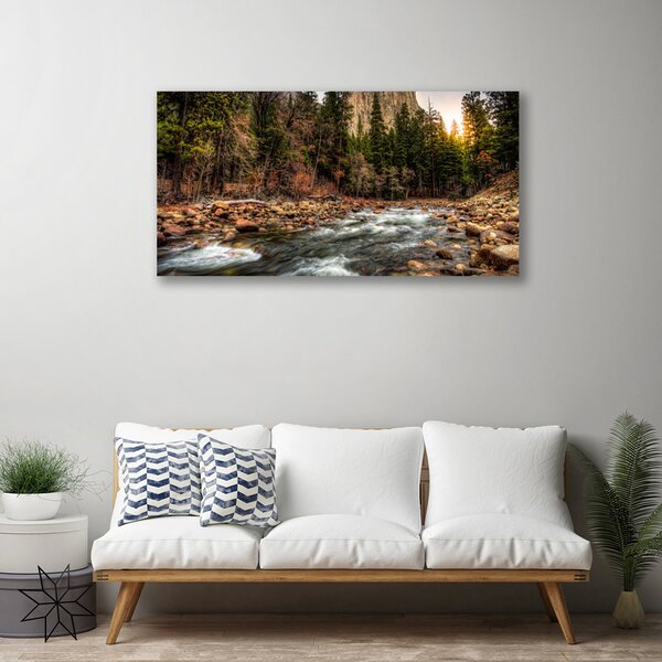 Tablou pe panza canvas Forest Lake Natura Verde Maro Albastru
