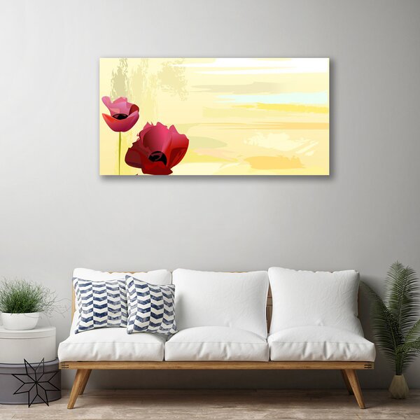 Tablou pe panza canvas Flori Floral Roșu Verde