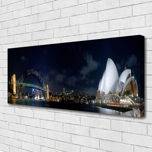 Tablou pe panza canvas Sydney Bridge City Arhitectură Alb Albastru Negru