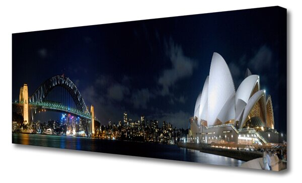 Tablou pe panza canvas Sydney Bridge City Arhitectură Alb Albastru Negru