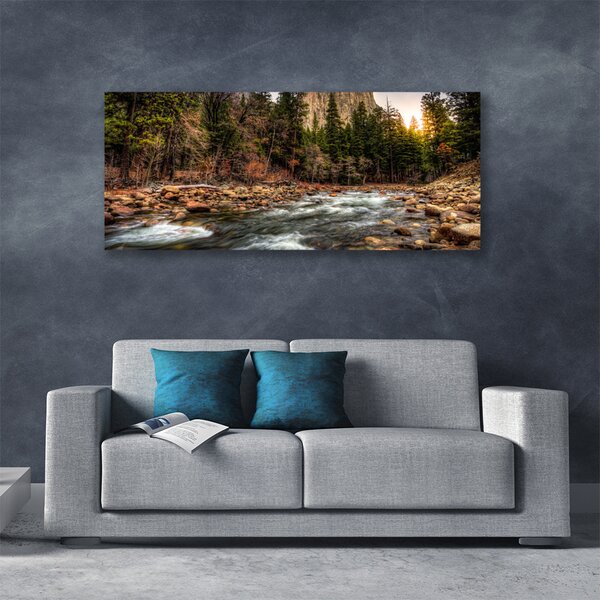 Tablou pe panza canvas Forest Lake Natura Verde Maro Albastru