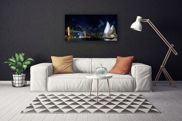 Tablou pe panza canvas Sydney Bridge City Arhitectură Alb Albastru Negru