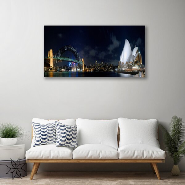 Tablou pe panza canvas Sydney Bridge City Arhitectură Alb Albastru Negru