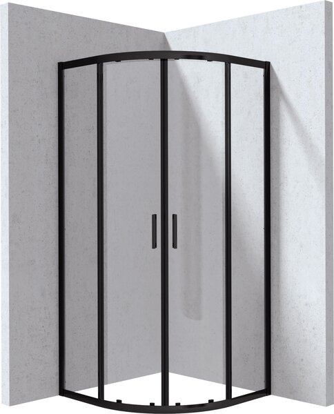 Deante Funkia Evo cabină de duș 90x90 cm semicircular negru mat/sticlă transparentă KYP_N099P
