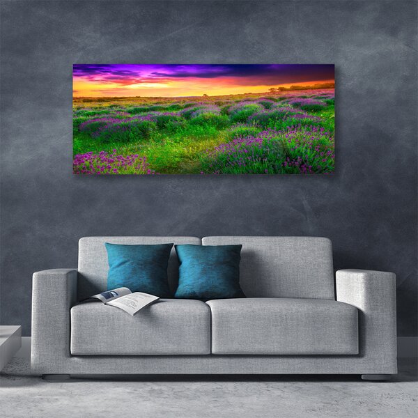 Tablou pe panza canvas Meadow Natura Roz Violet Galben Verde