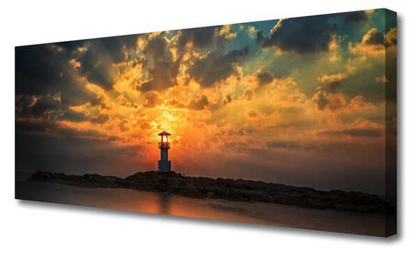 Tablou pe panza canvas Farul Mare Peisaj Gri Galben Negru