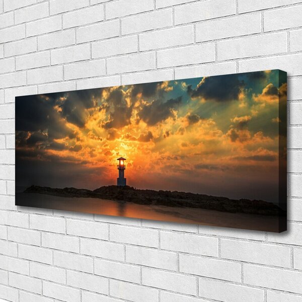 Tablou pe panza canvas Farul Mare Peisaj Gri Galben Negru