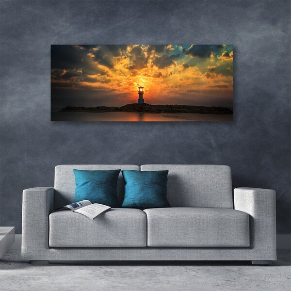 Tablou pe panza canvas Farul Mare Peisaj Gri Galben Negru