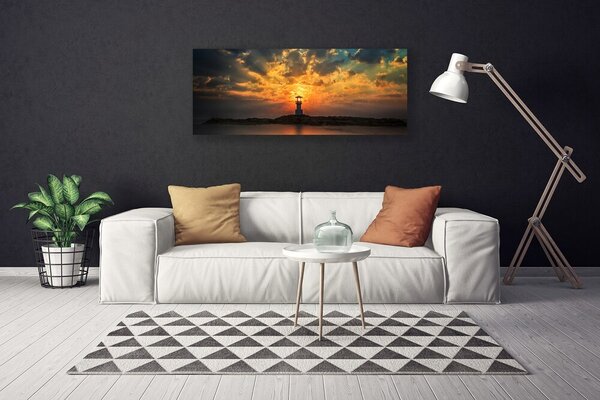 Tablou pe panza canvas Farul Mare Peisaj Gri Galben Negru