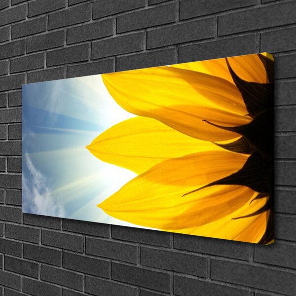 Tablou pe panza canvas Petale Floral Albastru Galben